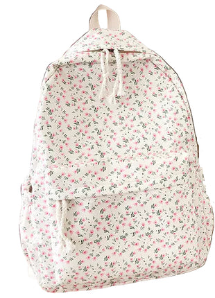 Versatile Floral Backpack | Vintage Flower Print Casual Travel & School Bag