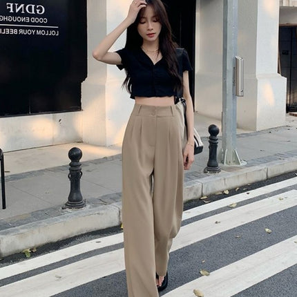 High Waist Drooping Straight Pear Shapes Pants