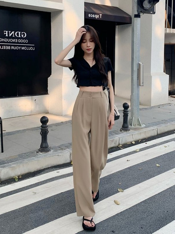 High Waist Drooping Straight Pear Shapes Pants