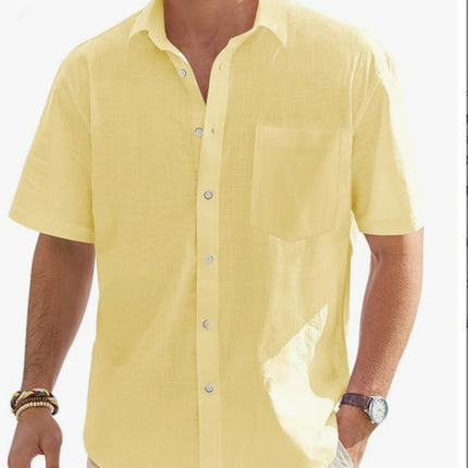 Cotton And Linen Short Sleeve Shirt
