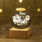 Solid Wood Lamp Holder / Happy 6cm Crystal Ball