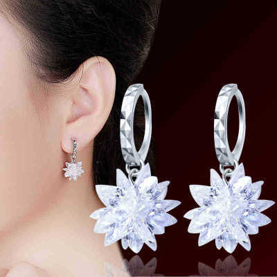Beauty white crystal 925 Silver Earrings