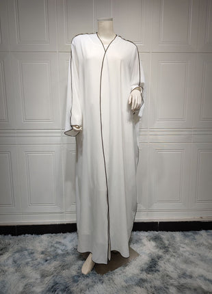 Ice Silk Zou White Patchwork Abaya