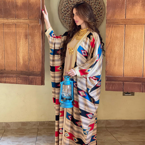 Vestido de dos piezas con mangas murciélago a rayas
