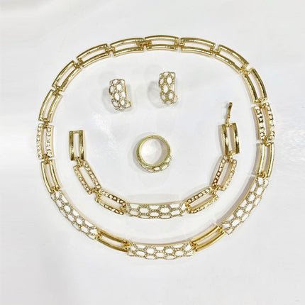 Korean Diamond Necklace, Bracelet, Ring & Earring set