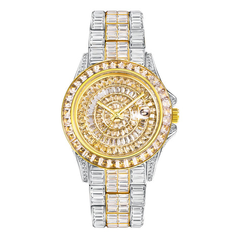 Reloj Cuadrado Diamante Completo Zirconia de Alta Calidad