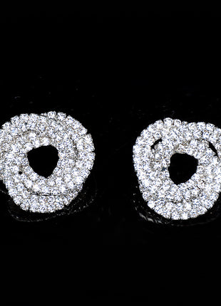 Full Diamond Round Studs Bridal Wedding