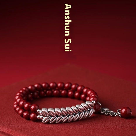 Pulsera de Cinabrio y Oro Arena