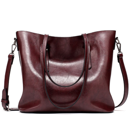 Oily Skin Leather shoulder Handbags
