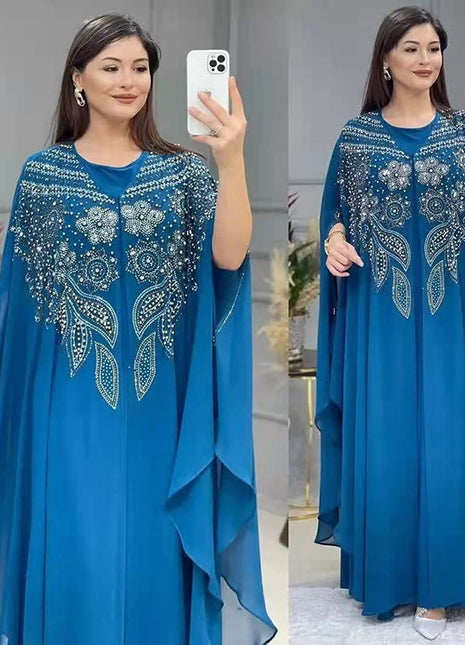 فستان سهرة طويل بنقشة الزهور