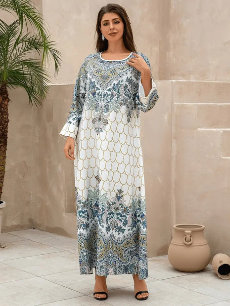 Vestido elegante de manga larga con estampado floral Yahua