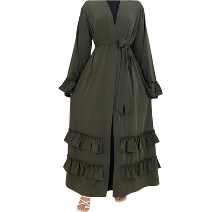 Ruffled Sleeves Lace Up Abaya