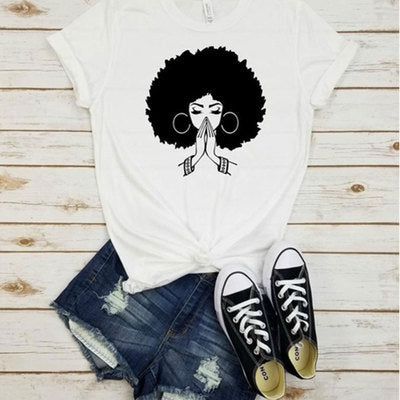 Afro Lady Graphic Casual T-Shirt