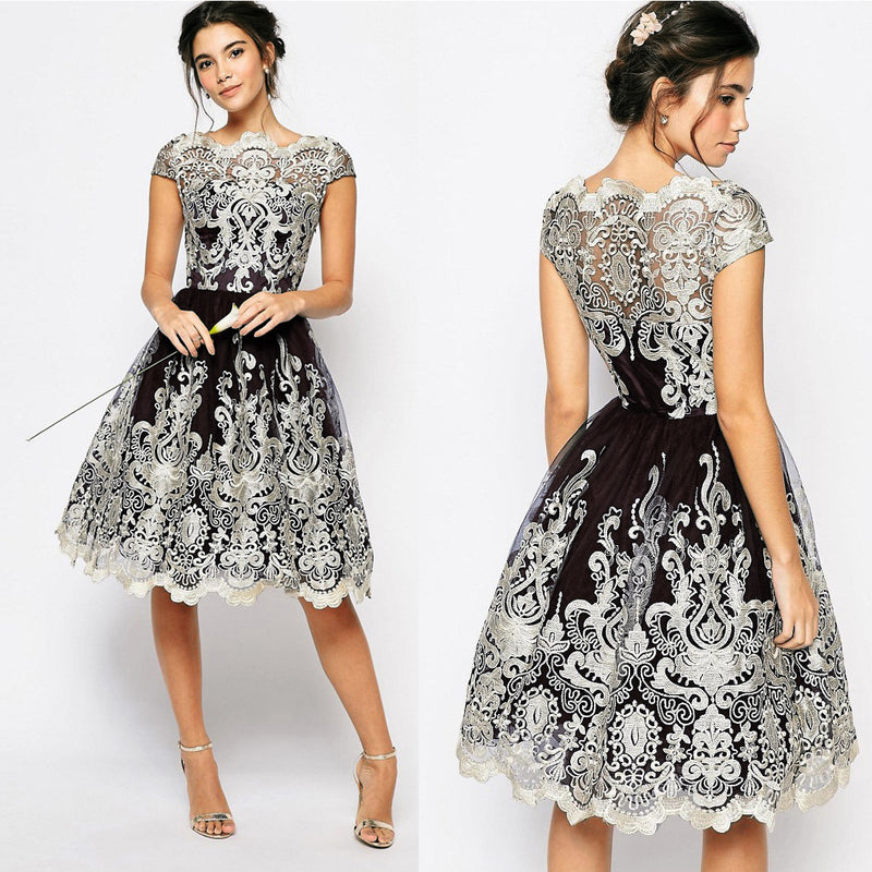 Hook Flower Hollow Mesh dress