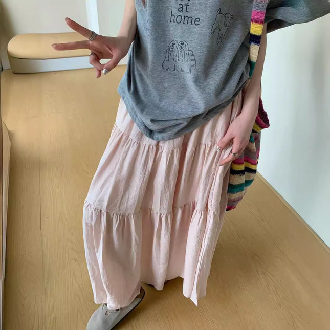 Gentle A- Line Mid-length Plus Size Skirt