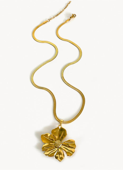 Collar con colgante de flor de acero inoxidable estilo frío exagerado