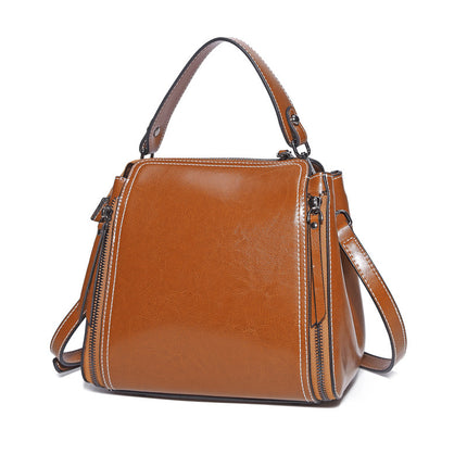 Korean style Leather oil wax Shoulder Bag