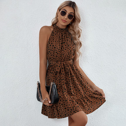 Ladies Halter Neck Small Turtleneck Dot Dress