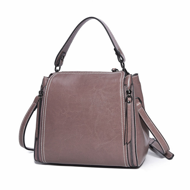Korean style Leather oil wax Shoulder Bag