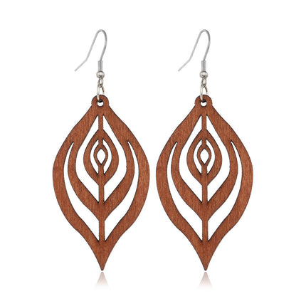 Wood Hollow Stud Earrings