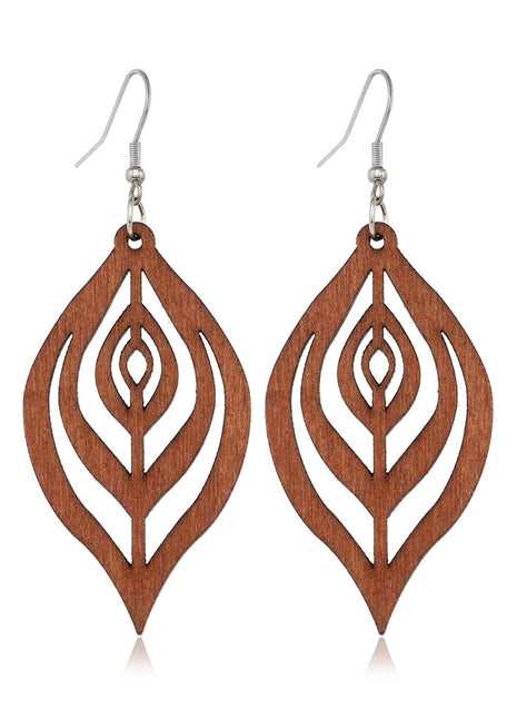 Pendientes de tuerca geométricos de madera