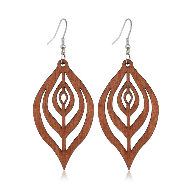 Wood Hollow Stud Earrings