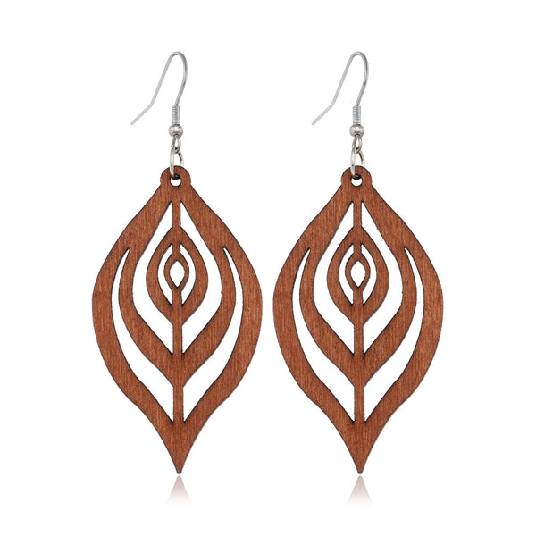Wood Hollow Stud Earrings