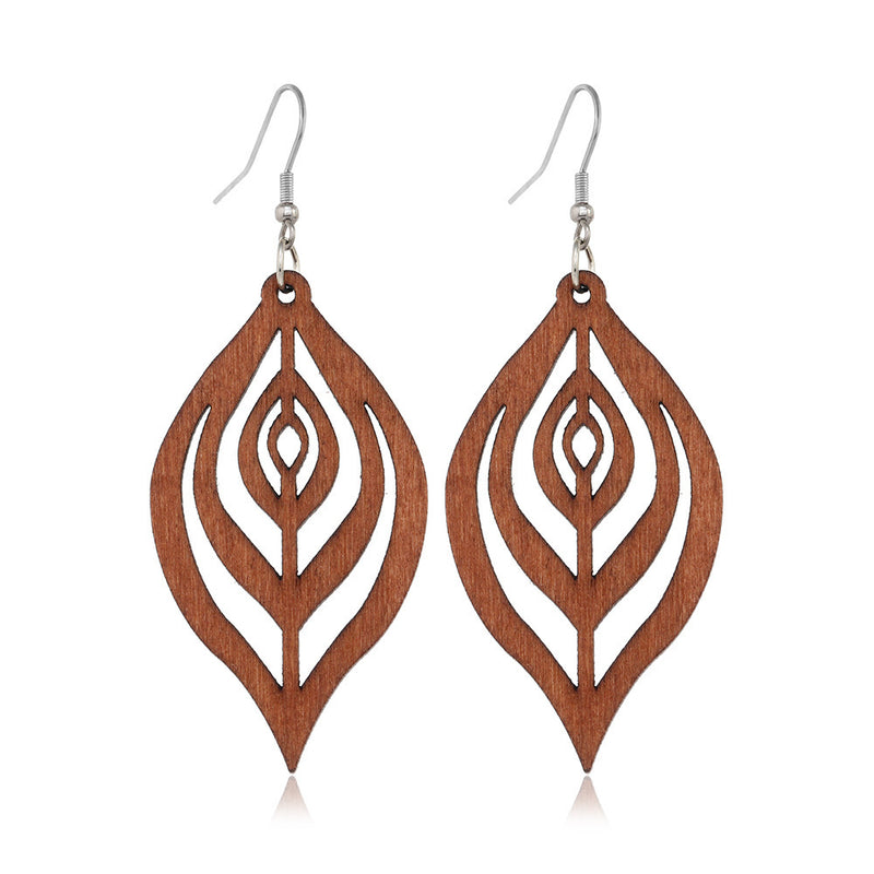 Wood Hollow Stud Earrings