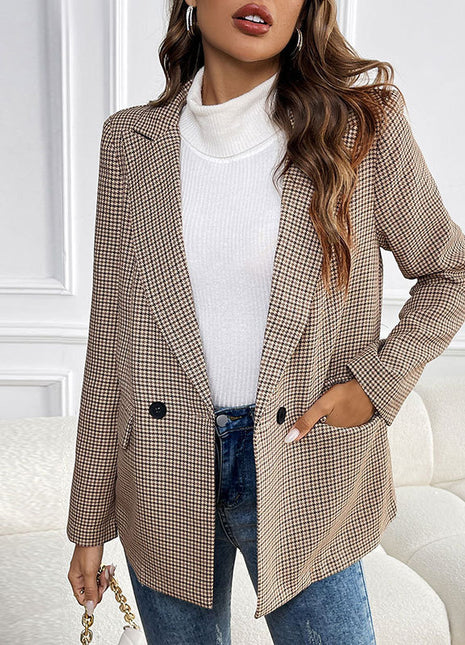 Suit One Button Houndstooth Suit Jacket
