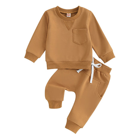 Baby Round Neck Long-Sleeve Pullover & Pants Set - (Height 70–110 cm)