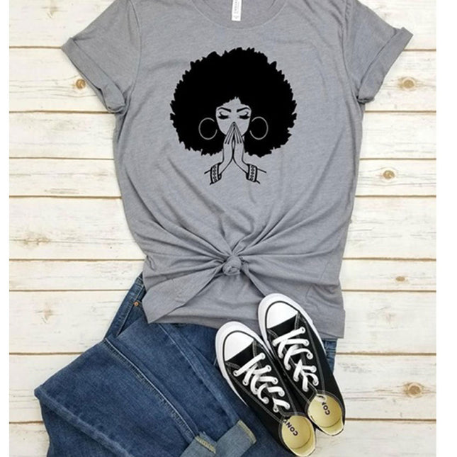 Afro Lady Graphic Casual T-Shirt