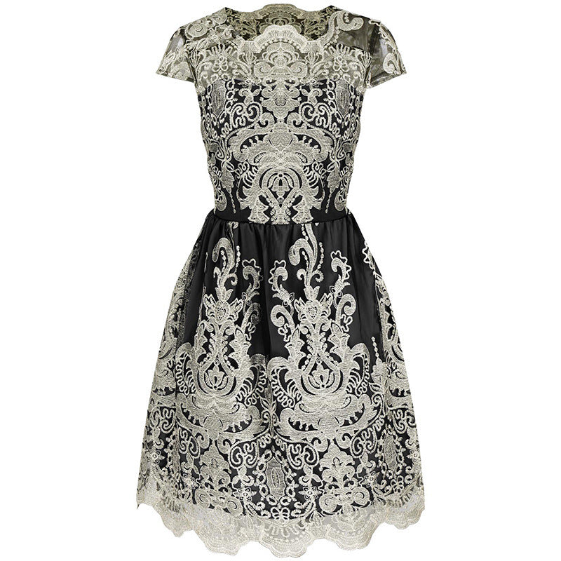 Hook Flower Hollow Mesh dress