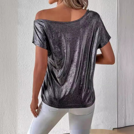 Party Off-the-shoulder Sequined Short-sleeved Top
