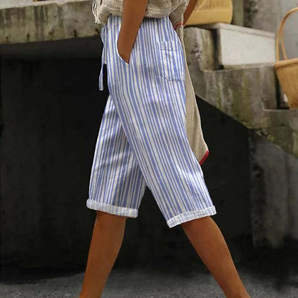 Casual Drawstring Seersucker Pocket Beach Shorts