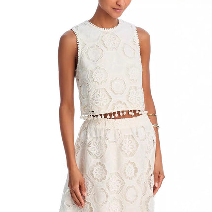 White Sleeveless Top & Skirt Set