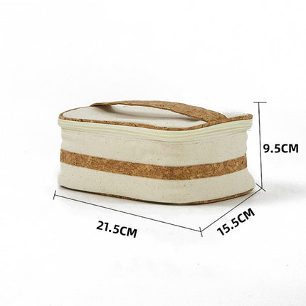 Wood Grain Travel Cotton Canvas Organizing Makeup Bag