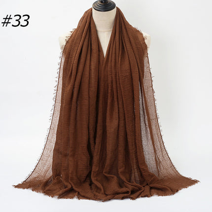 Pure Color Pleated Cotton Scarf Cotton And Linen Scarf