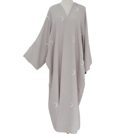 Moon Embroidery Elegant Abaya with Chiffon Headscarf