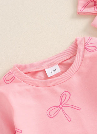 Baby Girl Cotton Long-Sleeve Bow Triangle Romper - 0-18 Months
