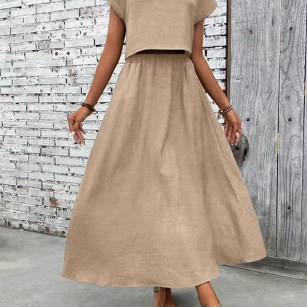 Casual Short Sleeve Top & Skirt 2 Piece Set