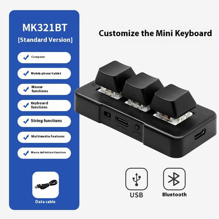 Mini PC Gaming Macro Programmable Keyboard – 3 Key USB/Wireless