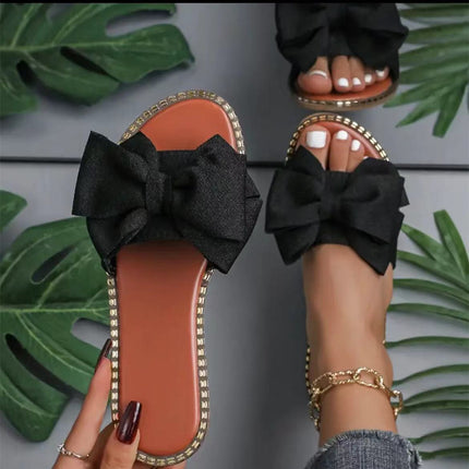 Bottom Rhinestone Bowknot Cloth Flat