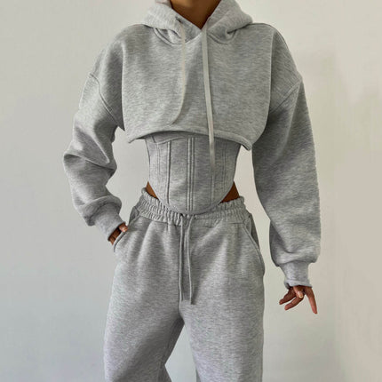 Hooded Sweater & Pants 3-Piece Set