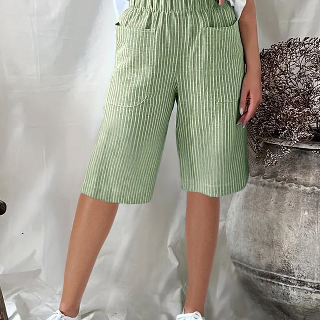 Casual Drawstring Seersucker Pocket Beach Shorts