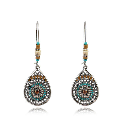 Hollow Teardrop Alloy Enamel Earrings