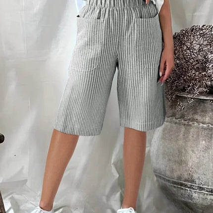 Casual Drawstring Seersucker Pocket Beach Shorts