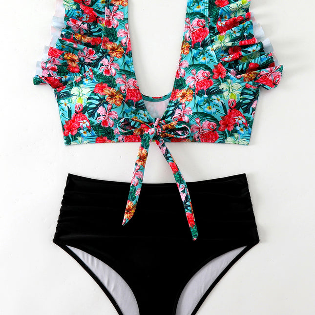 Flounced Split High Waist Bikini