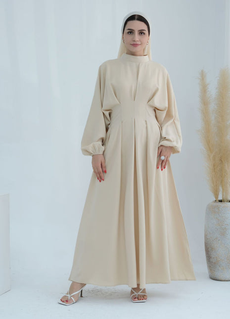 Abaya de manga con cordón de color liso