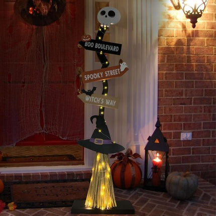 Halloween Glowing Wooden Witch Broom Ornaments