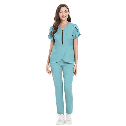 Slim Fit Nurses' Uniform Short Sleeve Pants Suit